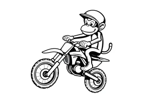 Cartoon monkey with helmet on a dirtbike doing a wheelie tattoo idea