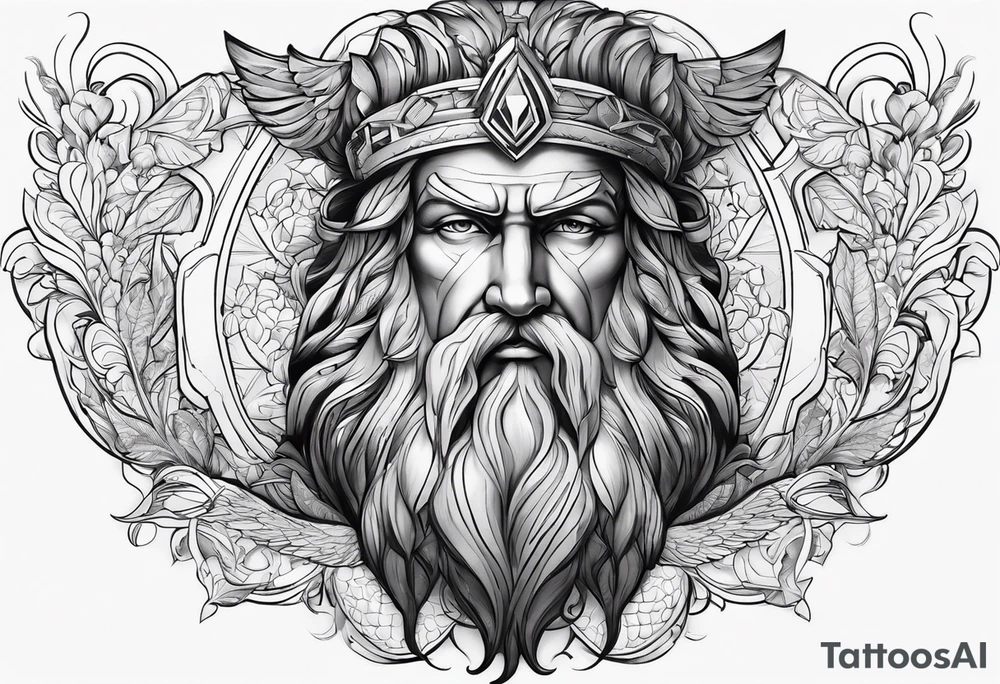 Zeus cała postać z piorunami dwoma tattoo idea