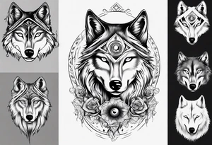 Wolf with woman eye tattoo idea