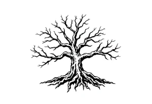 tree with 6 branches and 6 roots tattoo idea
