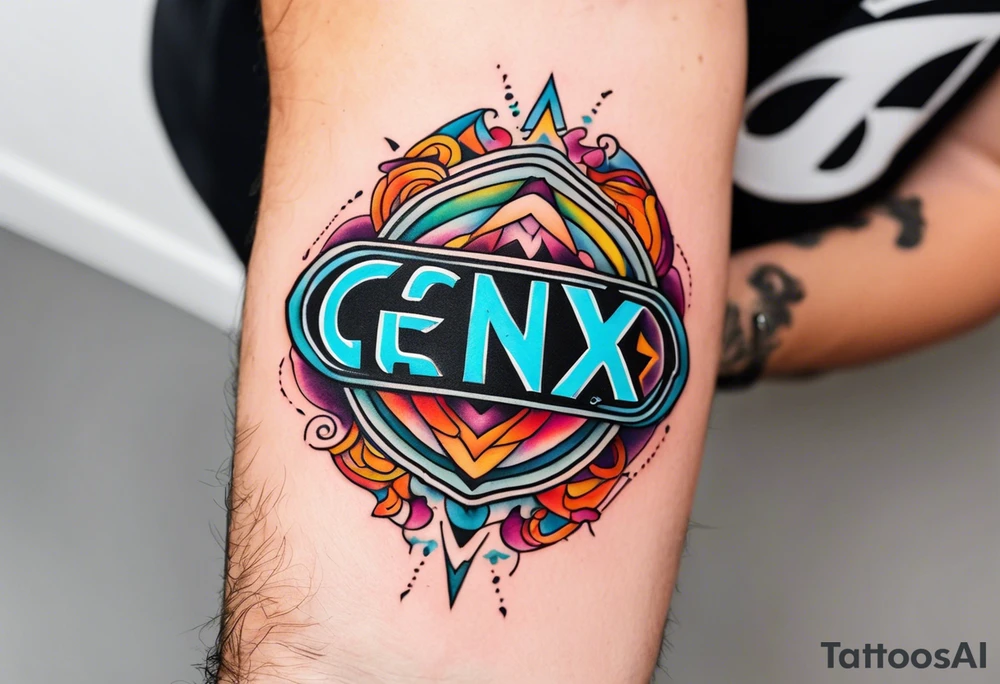 colorful forearm tattoo that says  GenX OG tattoo idea