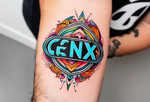 colorful forearm tattoo that says  GenX OG tattoo idea