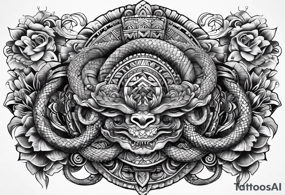 aztec snake sleeve tattoo idea