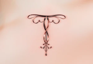 A sleek modern "T" in blush pink with a chrome-like metallic finish. tattoo idea