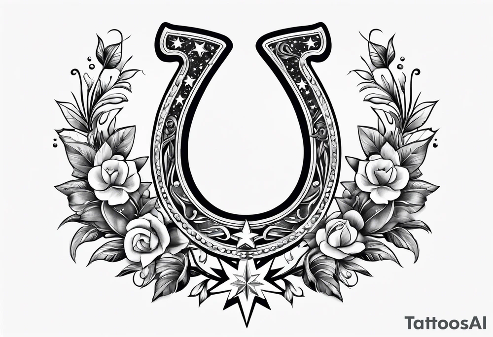 horseshoe with stars tattoo idea