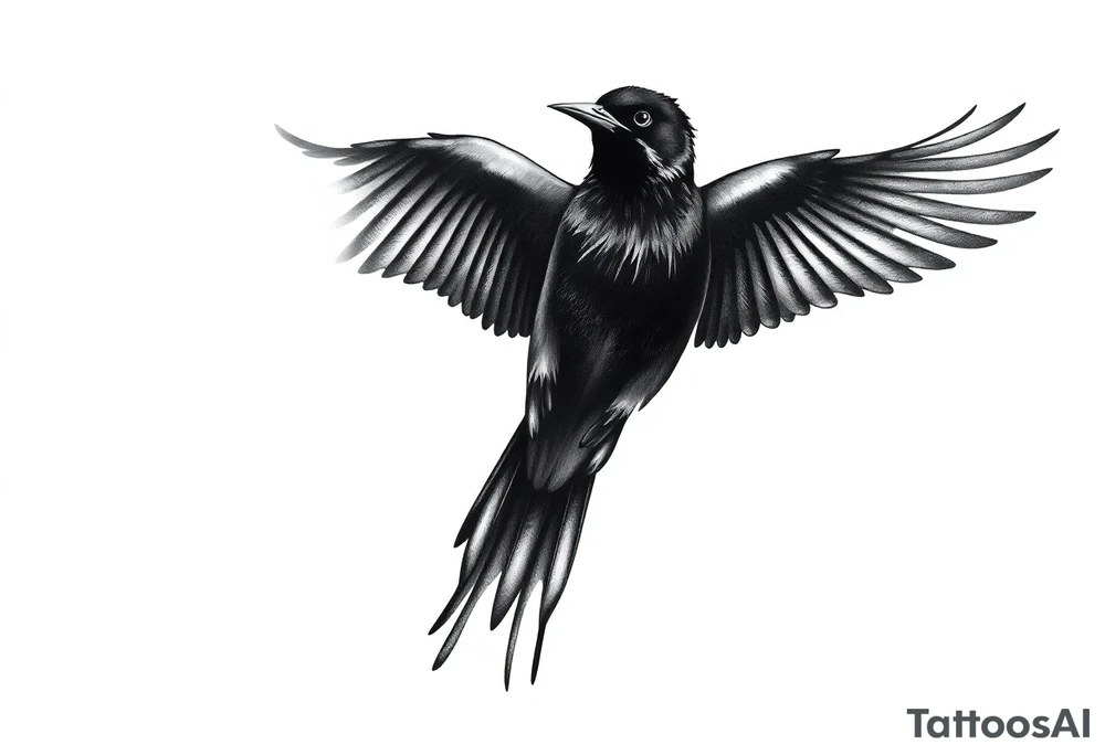 Male European Blackbird flying tattoo idea tattoo idea