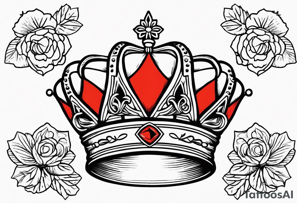 crown
old school vintage simple traditional design with vintage flowers surrounding
bold color simple tattoo idea