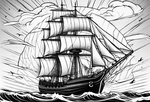 tatou d'un phare maritime dans un bateau a voiles. tattoo idea