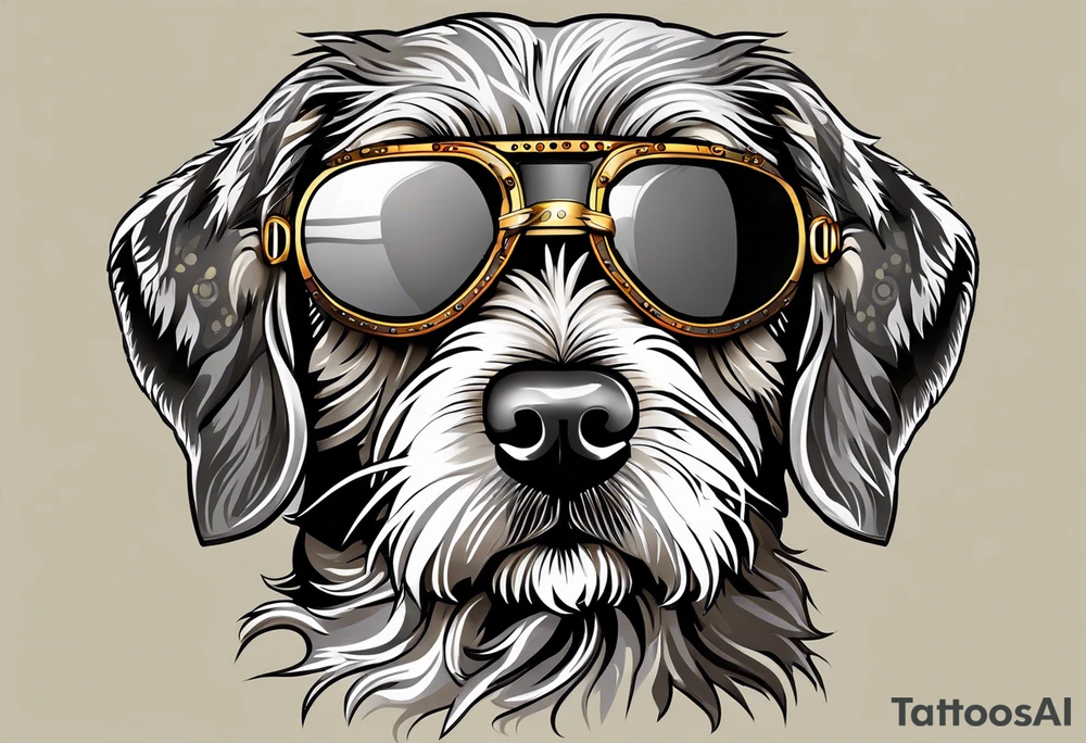 wirehaired pointing griffon steampunk goggles tattoo idea