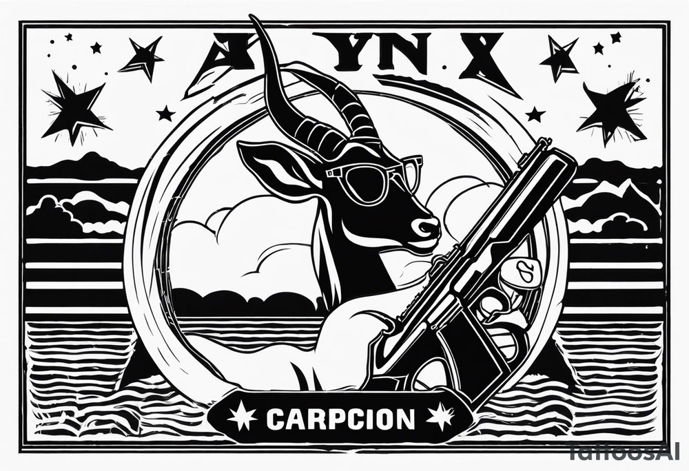 capricorn with sunglasses and shotgun tattoo idea