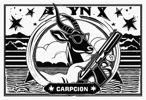 capricorn with sunglasses and shotgun tattoo idea