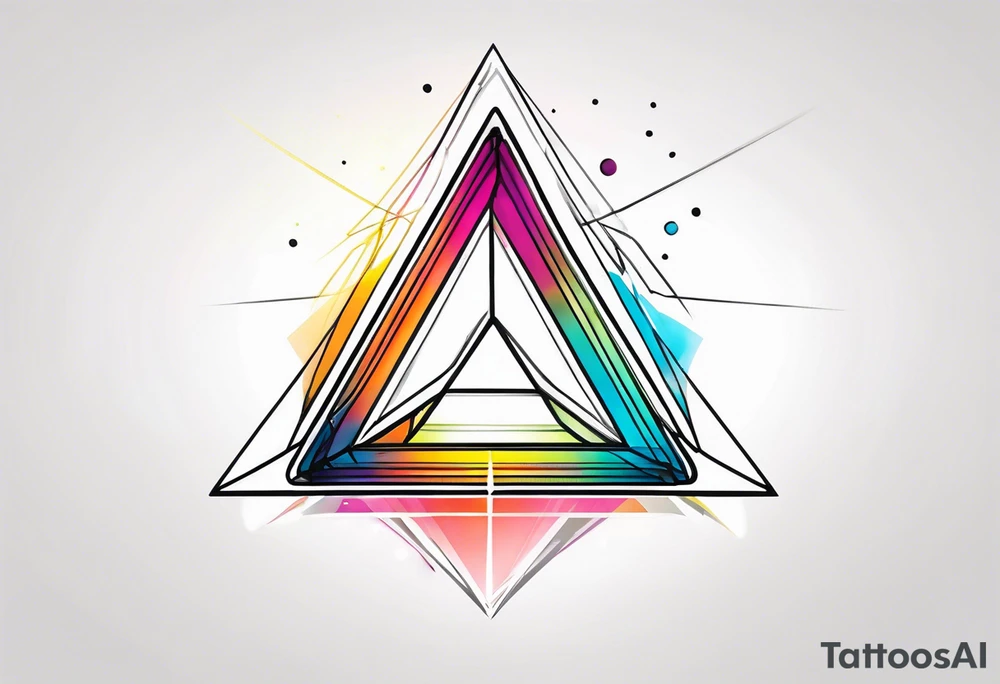 triangle prism glass dispersing a photon into colorfull rays tattoo idea