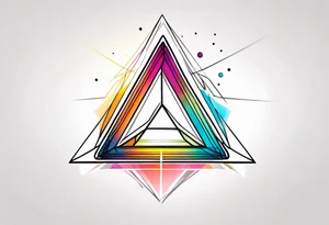 triangle prism glass dispersing a photon into colorfull rays tattoo idea