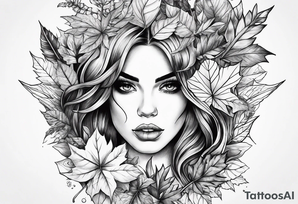 thigh tattoo with fall colors tattoo idea
