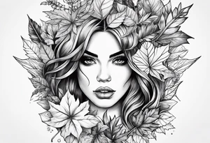 thigh tattoo with fall colors tattoo idea