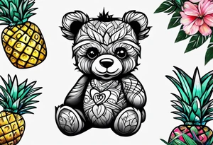 Teddy bear and a pineapple tattoo idea