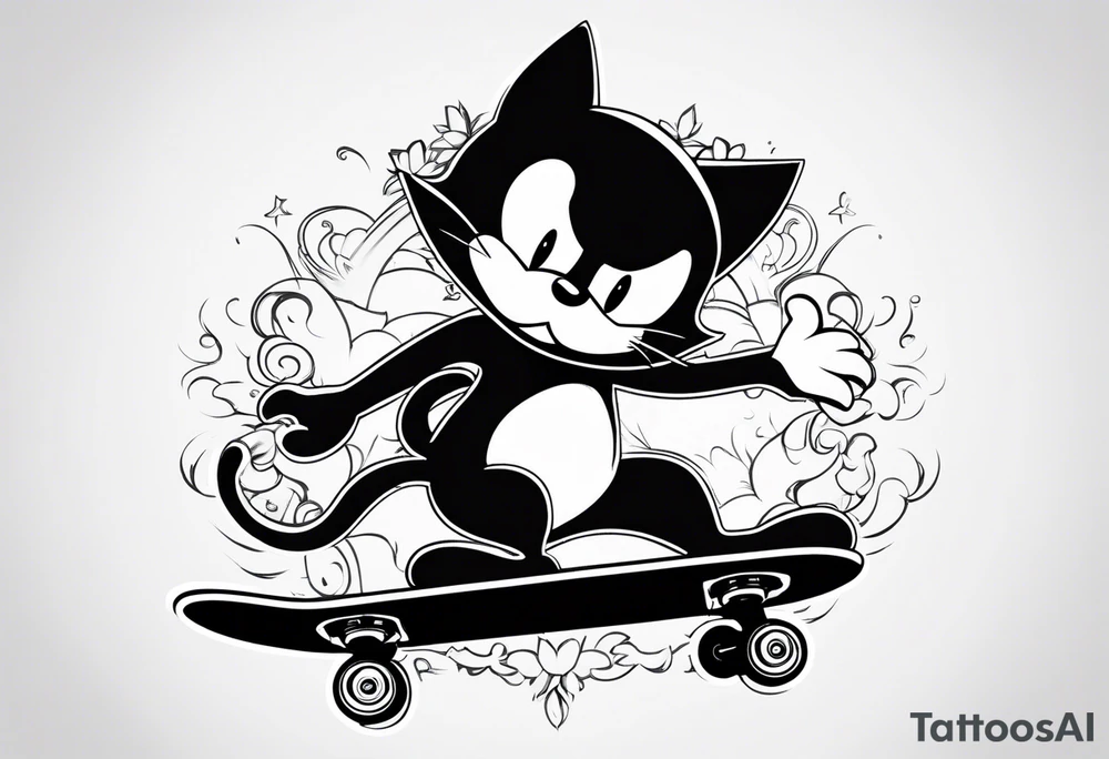 Felix. The cat skateboarding. tattoo idea