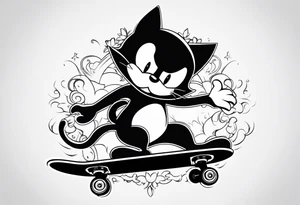 Felix. The cat skateboarding. tattoo idea