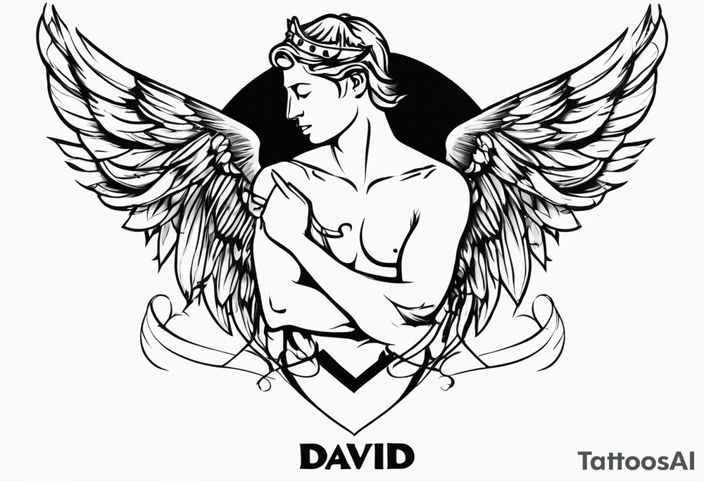 Name David with angel tattoo idea