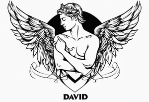 Name David with angel tattoo idea