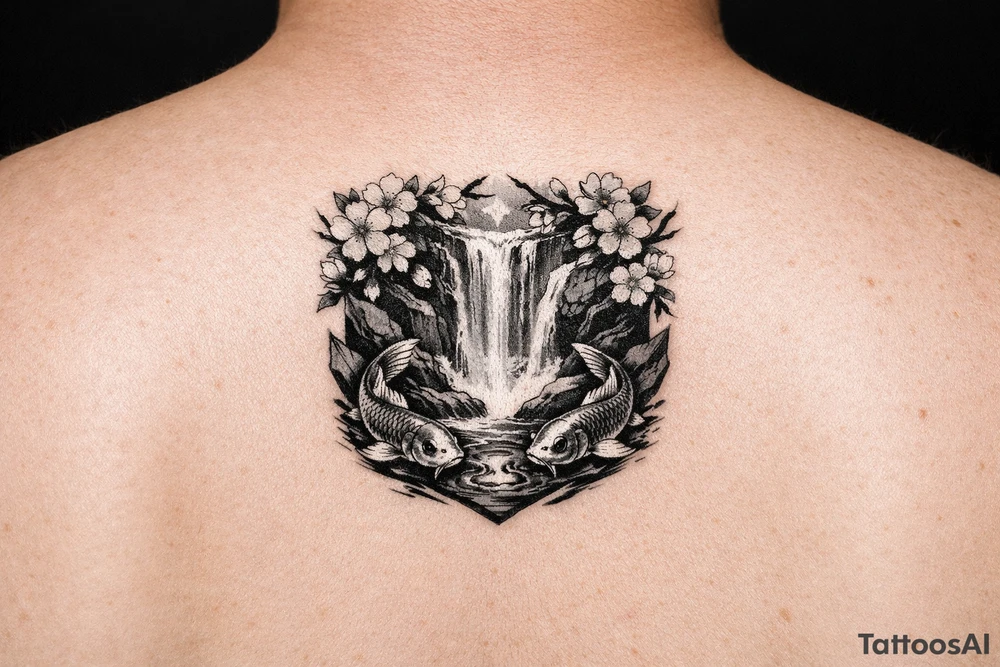 Asian style Cherry blossoms, waterfall, koi
half sleeve tattoo idea