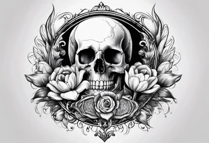 Tulip, Skull, hourglass. With Amor Fati and Memento Mori in circled tattoo idea