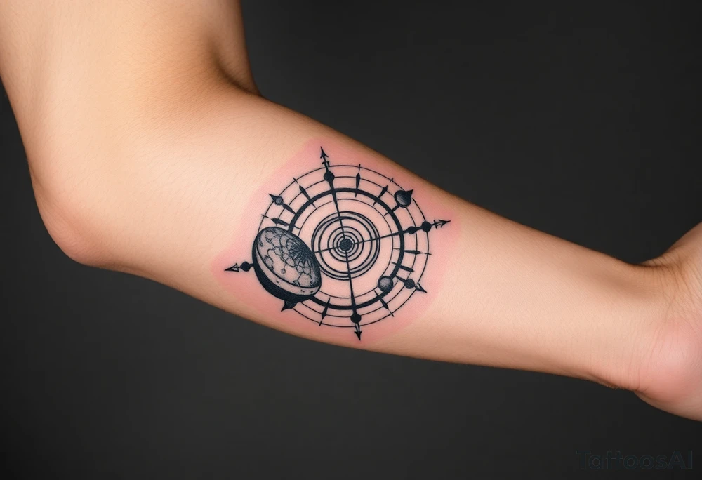 outer space, planets, geometric patterns, string theory tattoo idea