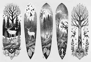 Full arm and sleeve, Nordic, forest,  presence, dear tattoo idea