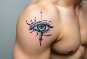 A Realistic Eye with Scripture tattoo idea