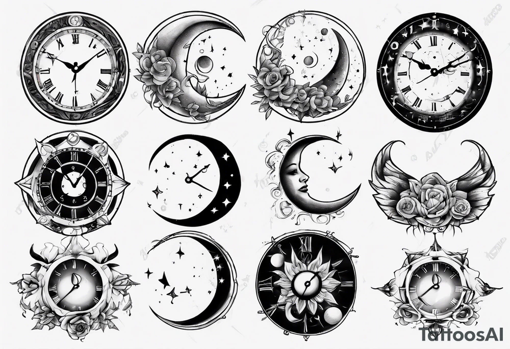 Moon clock tattoo idea