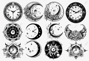 Moon clock tattoo idea