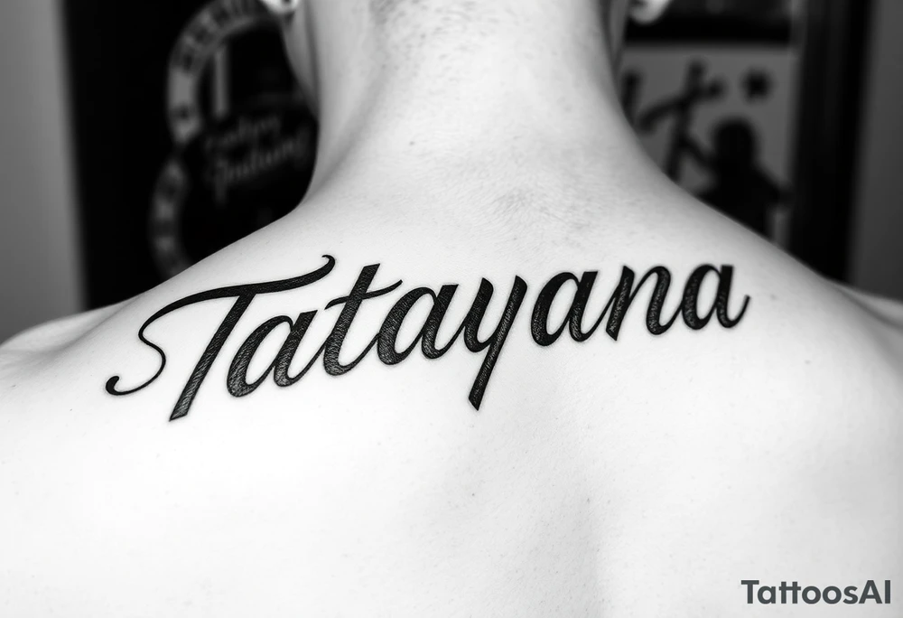 Arm tattoo, using the name “Tatayana” For a father that lost his daughter tattoo idea