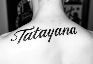 Arm tattoo, using the name “Tatayana” For a father that lost his daughter tattoo idea