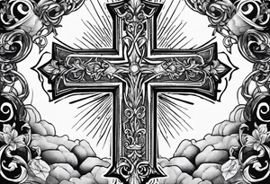 Rock music and cross tattoo idea