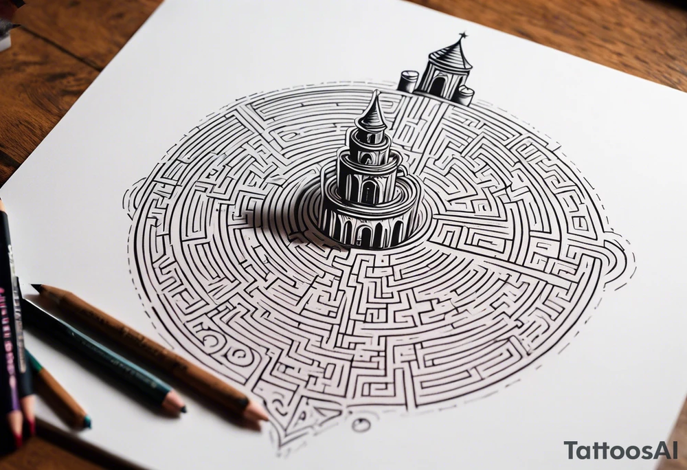 Labyrinth, Castle, North Star tattoo idea