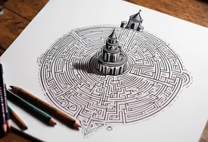 Labyrinth, Castle, North Star tattoo idea