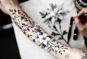 Carnation, Snowdrop, Larkspur, Water Lily, Daffodil, Clover tattoo idea