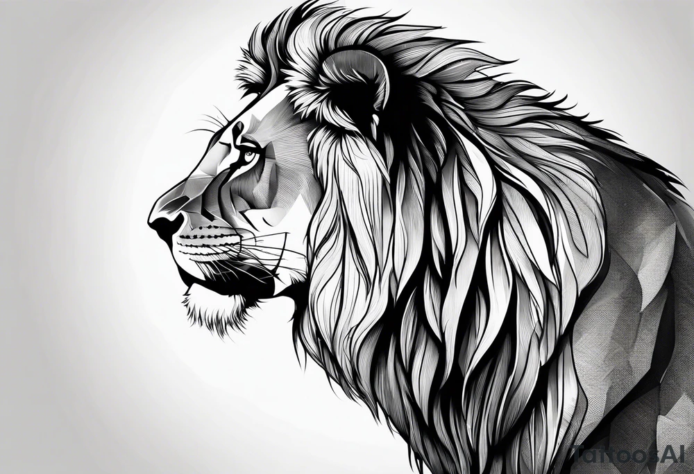 Courageous lion for my shoulder, side profile tattoo idea Courageous lion for my shoulder, side profile tattoo idea