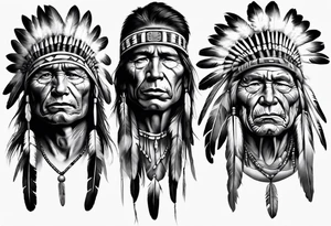 Native American theme man face photorealism tattoo idea