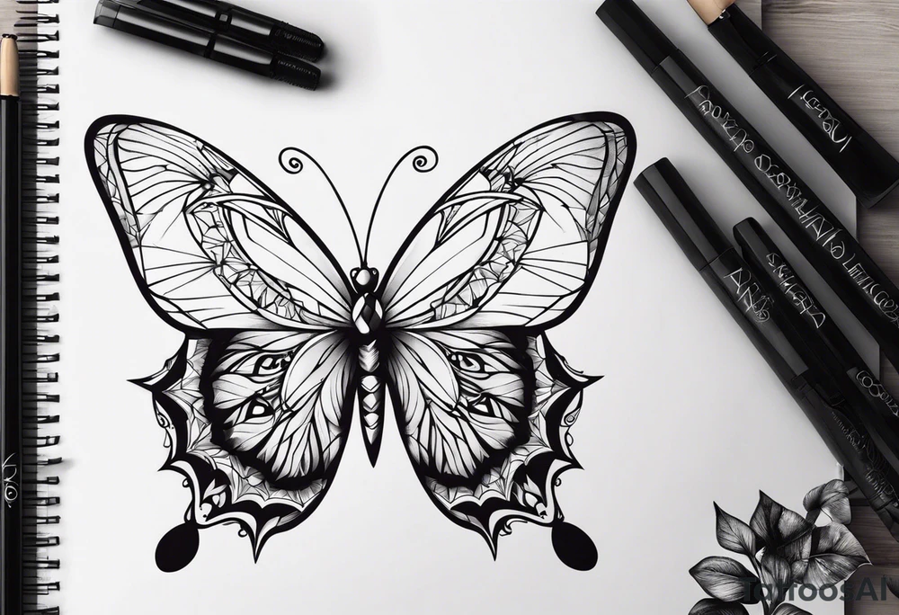 Borboleta com olho tattoo idea