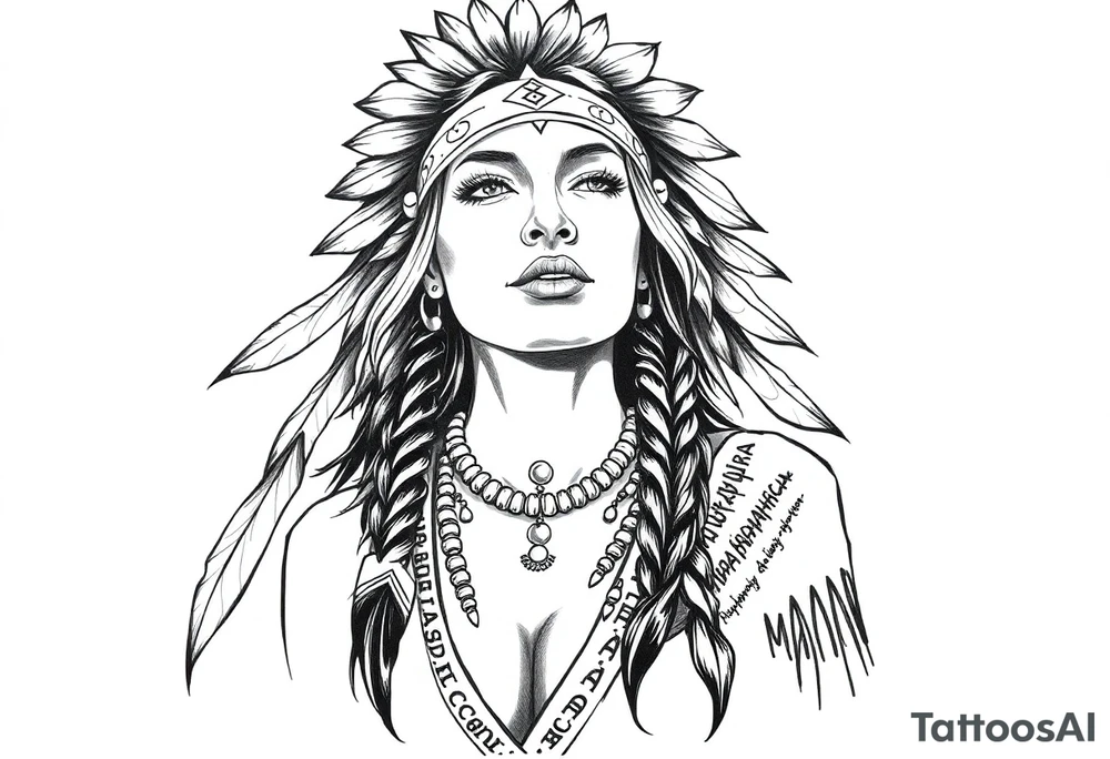 Female Native American tattoo idea