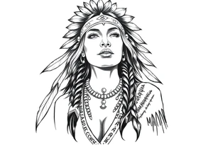 Female Native American tattoo idea