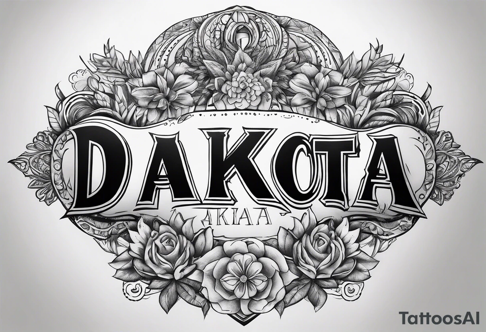 Dakota name on hip bone person tattoo idea