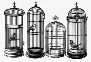 Empty bird cage door open tattoo idea