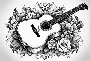 Full Acoustic guitar design tattoo idea