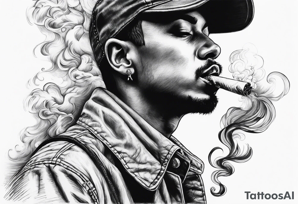 Draw me black smoke coming out of a cigarette tattoo idea