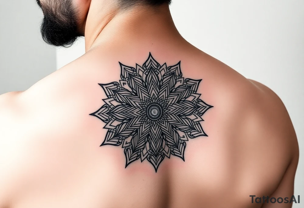 intricate mandala with sacred geometry and cosmic elements tattoo idea