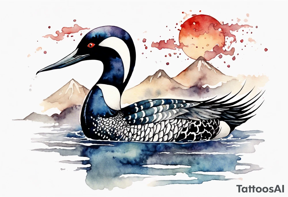watercolor of a mystical loon tattoo idea