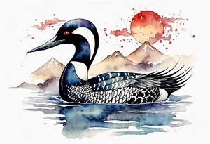 watercolor of a mystical loon tattoo idea