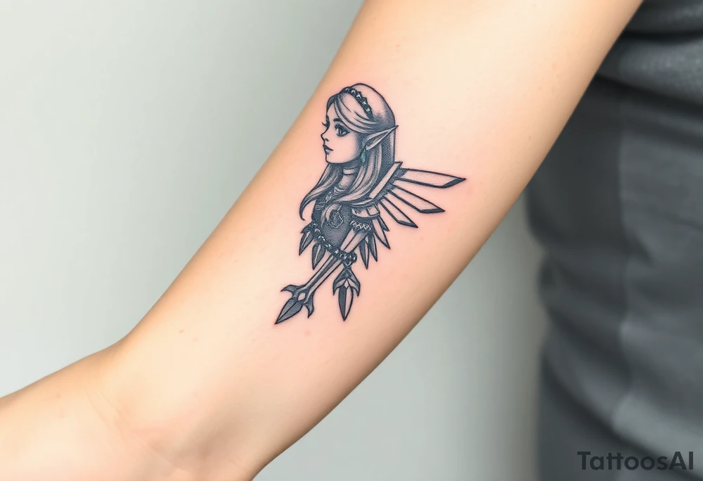American traditional princess Zelda from twilight princess tattoo idea
